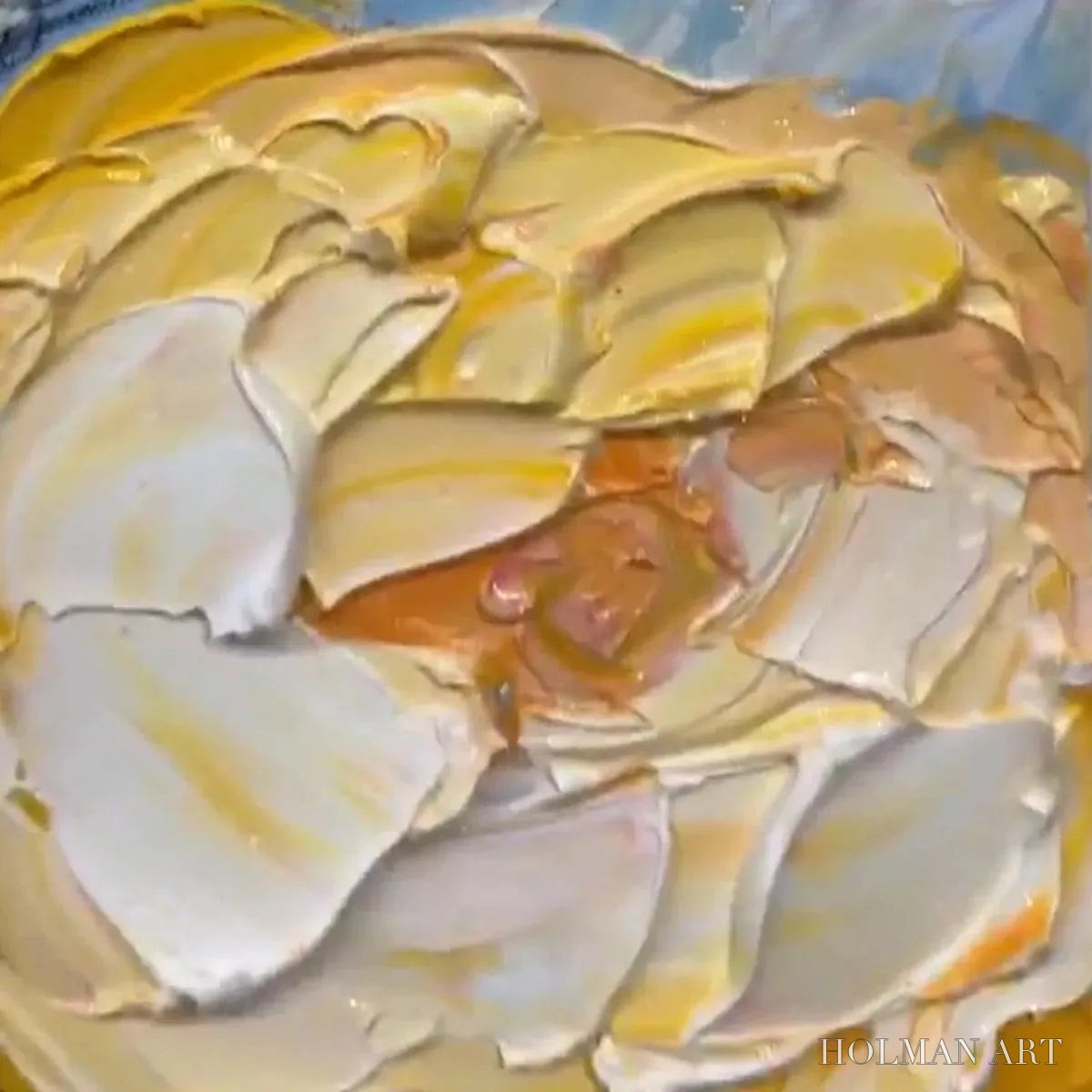 HOLMAN ART Summer Bloom – Textured Impasto Floral Painting in Yellow and Pink - image 3