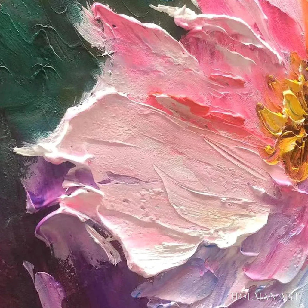 HOLMAN ART Colorful Bloom – Vertical Impasto Floral Painting in Vibrant Colors - image 3