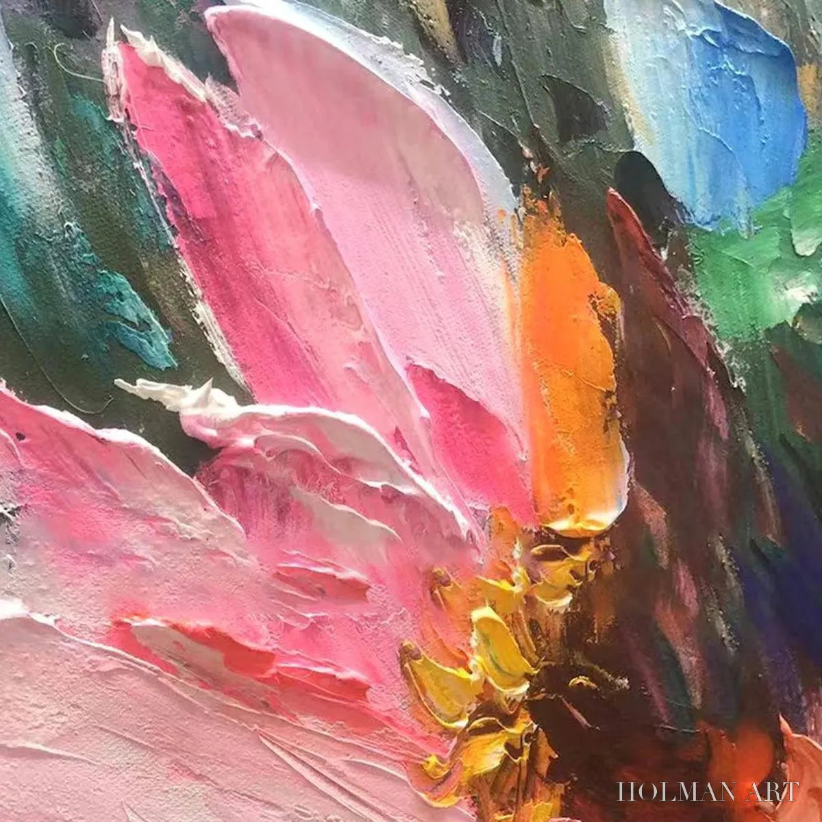 HOLMAN ART Colorful Bloom – Vertical Impasto Floral Painting in Vibrant Colors - image 6