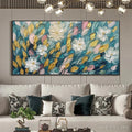 HOLMAN ART Golden Garden – Textured Floral Painting in Teal and Gold - image 2