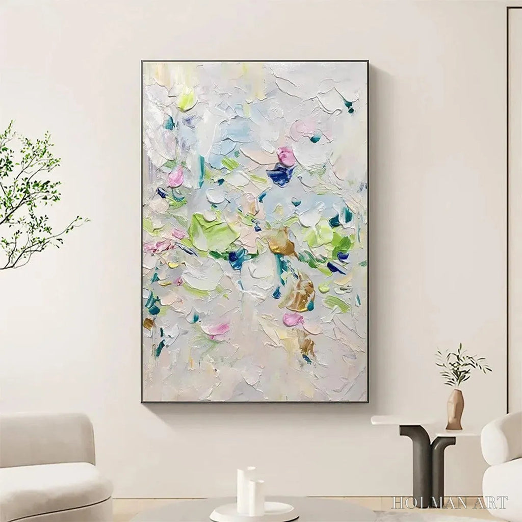 HOLMAN ART Spring Blossom – Textured Abstract Floral Painting in Light Pastel Colors - image 2