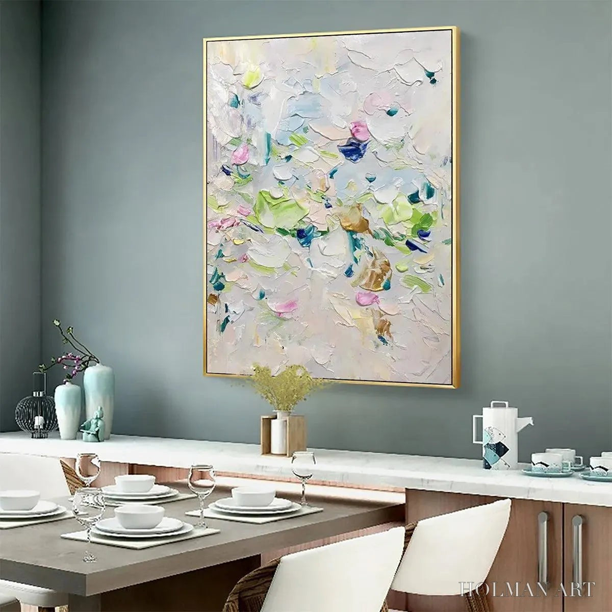HOLMAN ART Spring Blossom – Textured Abstract Floral Painting in Light Pastel Colors - image 6