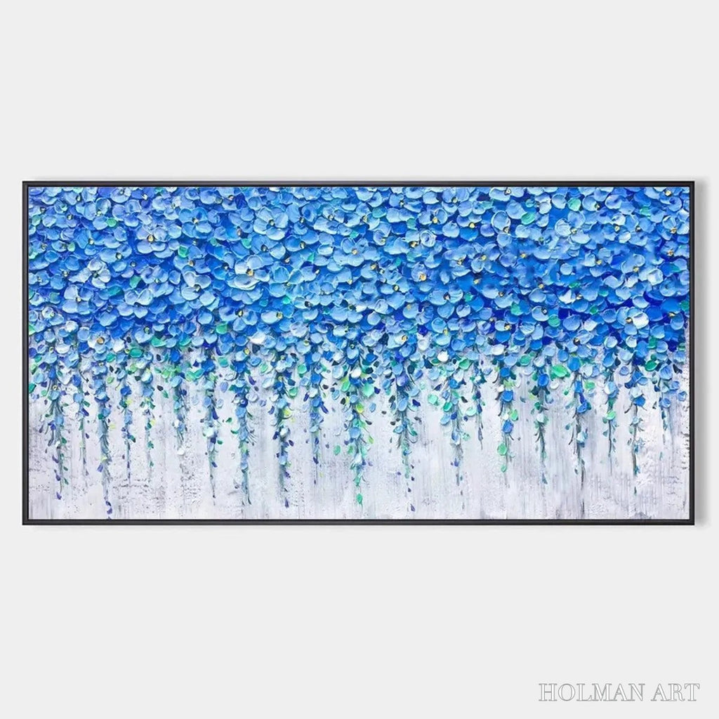 HOLMAN ART Blue Wisteria – Textured Impasto Blue Floral Painting - image 1