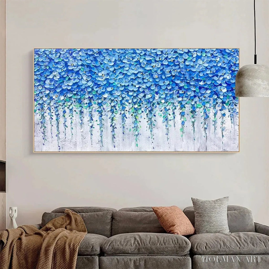 HOLMAN ART Blue Wisteria – Textured Impasto Blue Floral Painting - image 2
