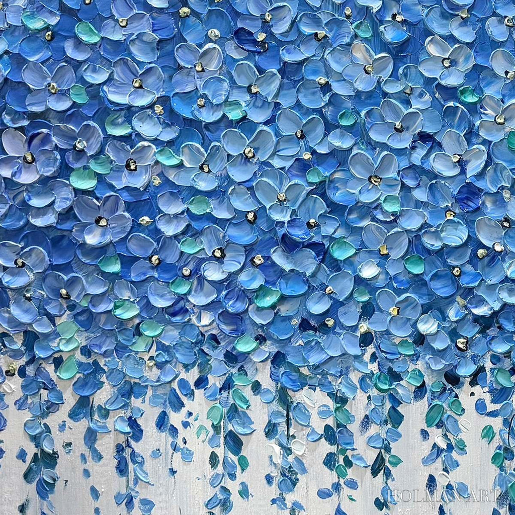 HOLMAN ART Blue Wisteria – Textured Impasto Blue Floral Painting - image 3