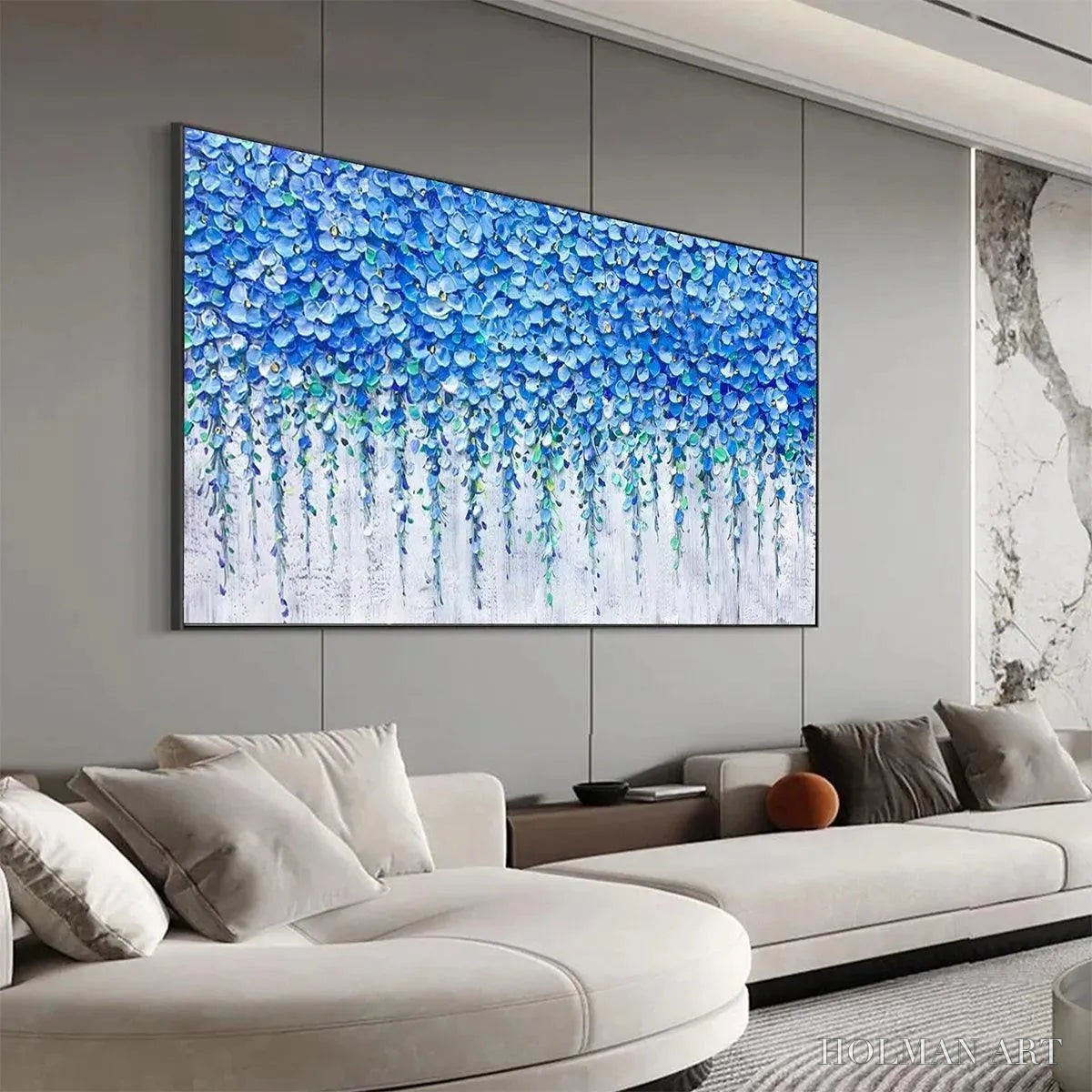 HOLMAN ART Blue Wisteria – Textured Impasto Blue Floral Painting - image 4