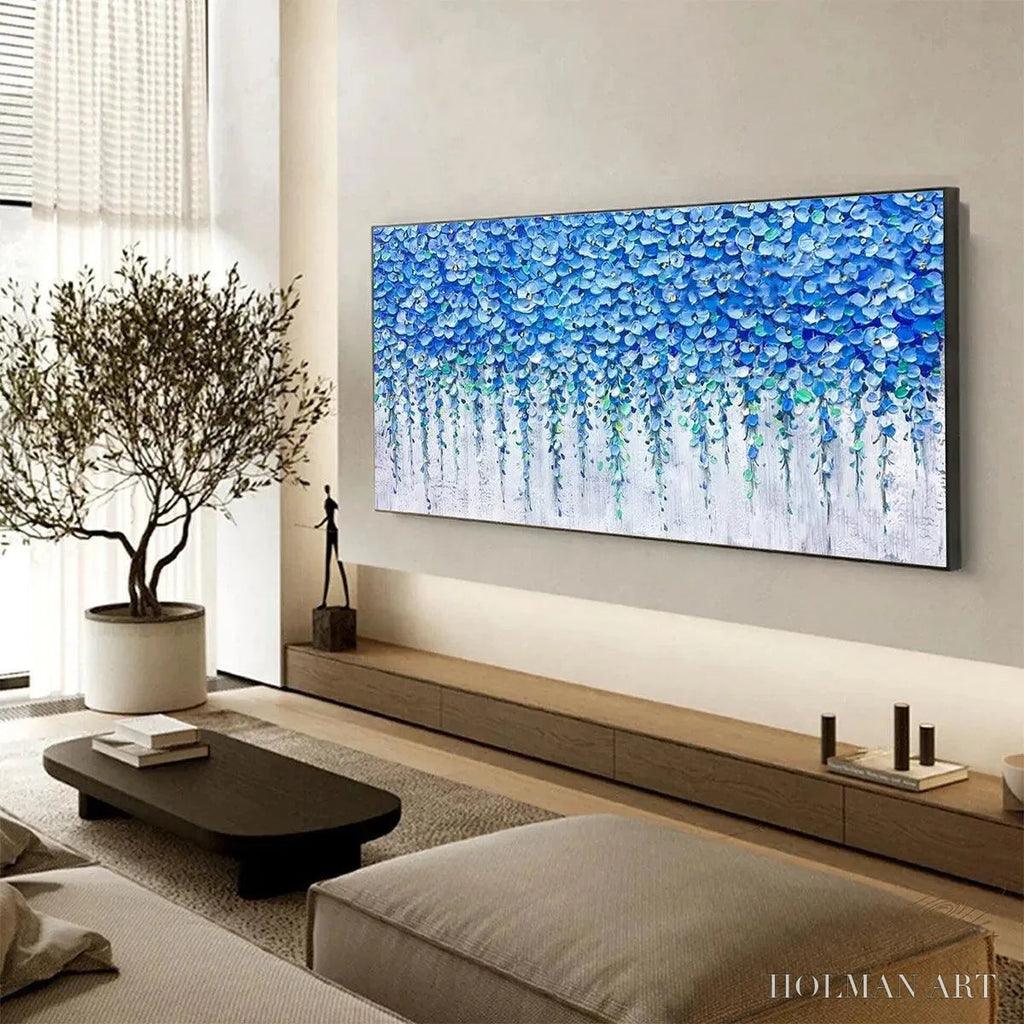 HOLMAN ART Blue Wisteria – Textured Impasto Blue Floral Painting - image 5