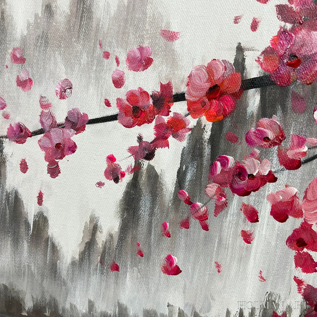 HOLMAN ART Cherry Blossom Serenity – Horizontal Cherry Blossom Landscape Painting - image 6