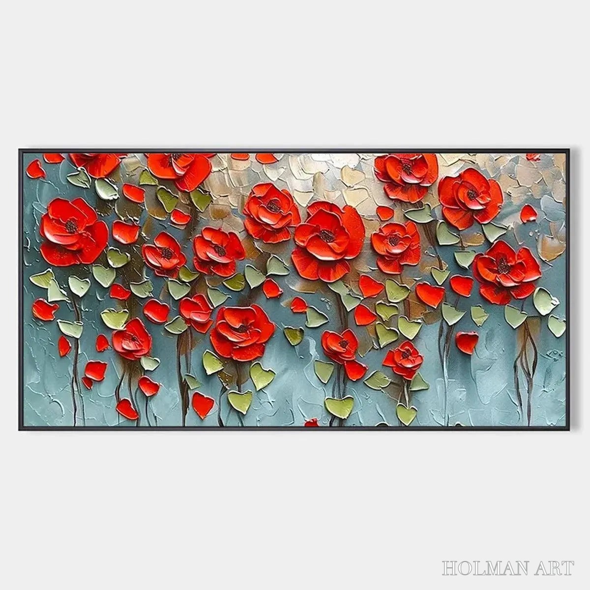 HOLMAN ART Crimson Field – Textured Impasto Red Poppy Field Painting - image 1