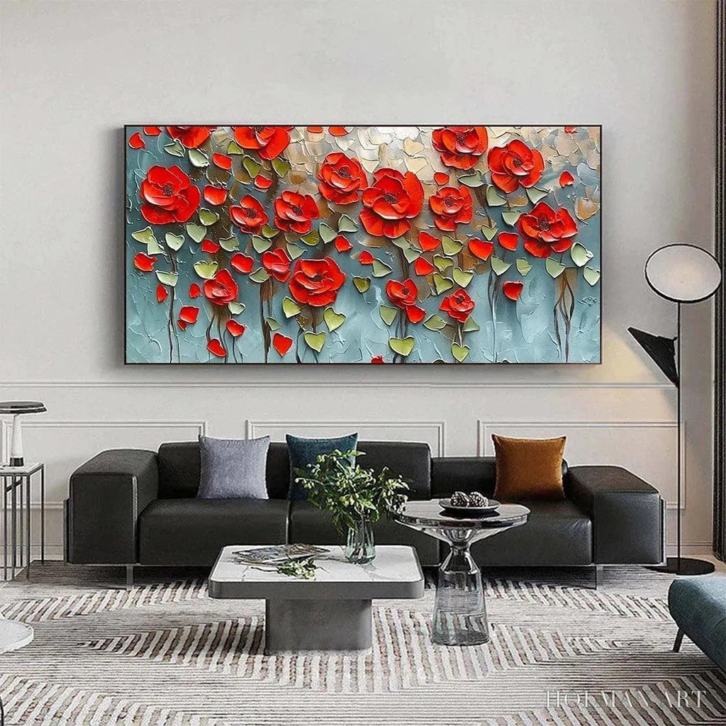 HOLMAN ART Crimson Field – Textured Impasto Red Poppy Field Painting - image 2