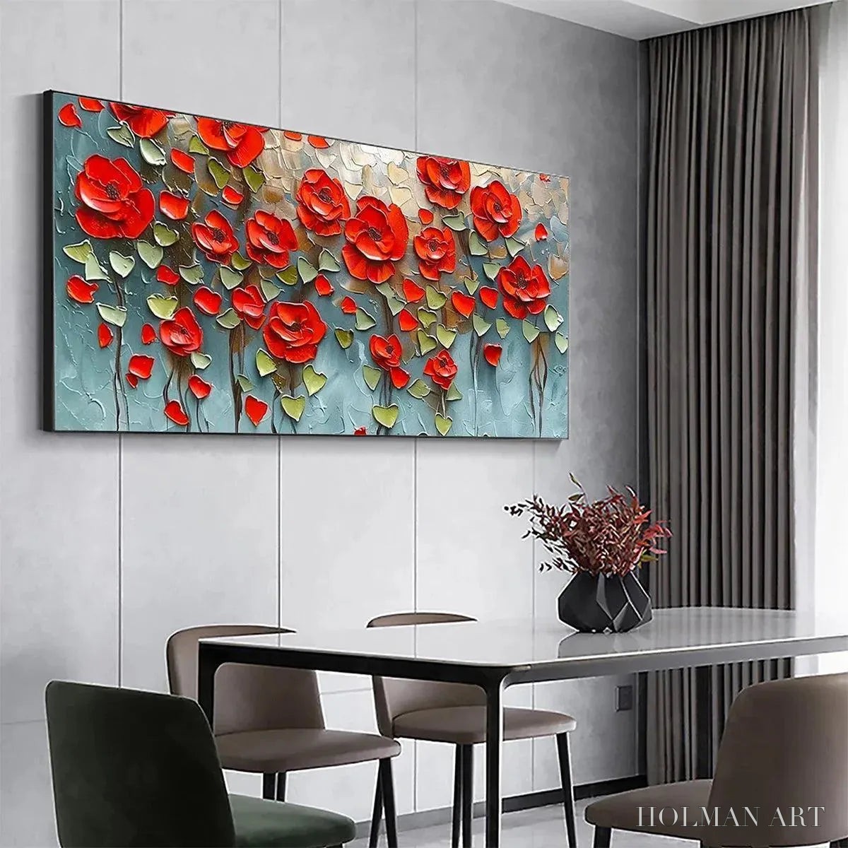 HOLMAN ART Crimson Field – Textured Impasto Red Poppy Field Painting - image 5
