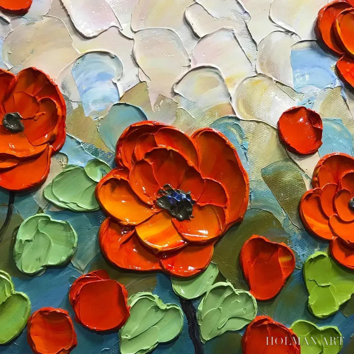 HOLMAN ART Crimson Field – Textured Impasto Red Poppy Field Painting - image 6