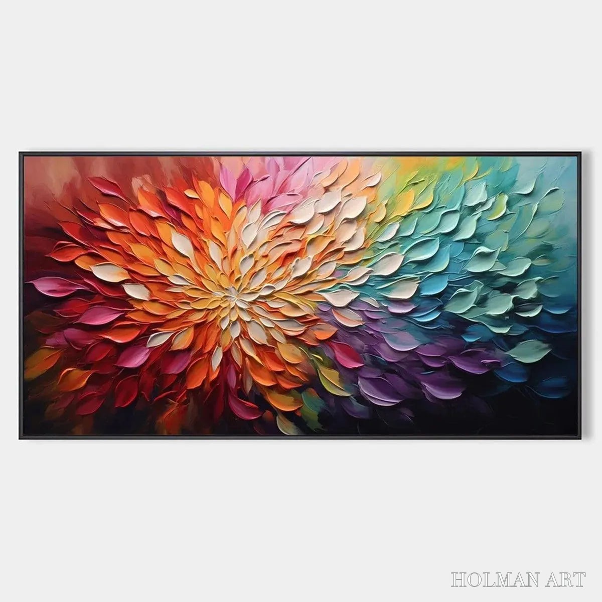 HOLMAN ART Rainbow Petals – Textured Impasto Abstract Floral Painting in Rainbow Colors - image 1