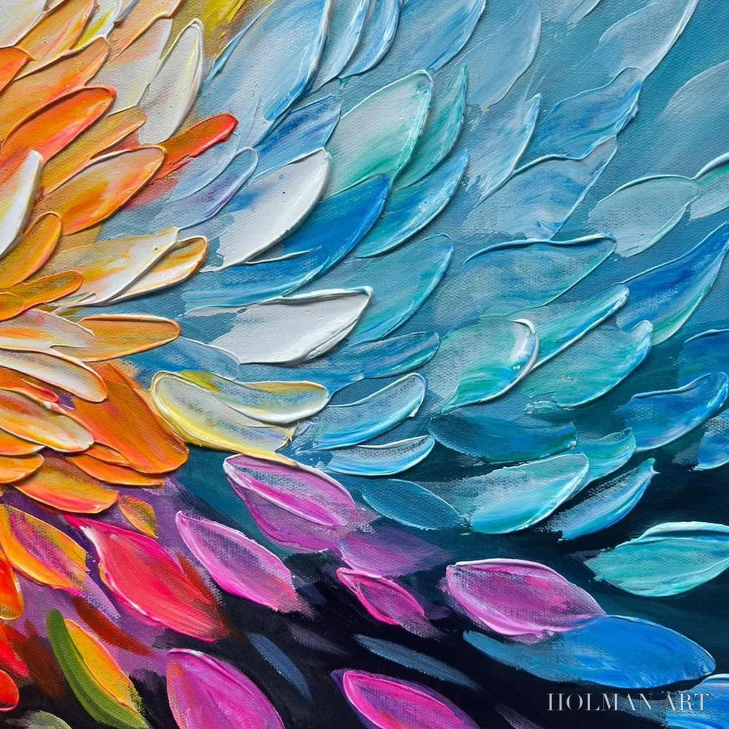HOLMAN ART Rainbow Petals – Textured Impasto Abstract Floral Painting in Rainbow Colors - image 3