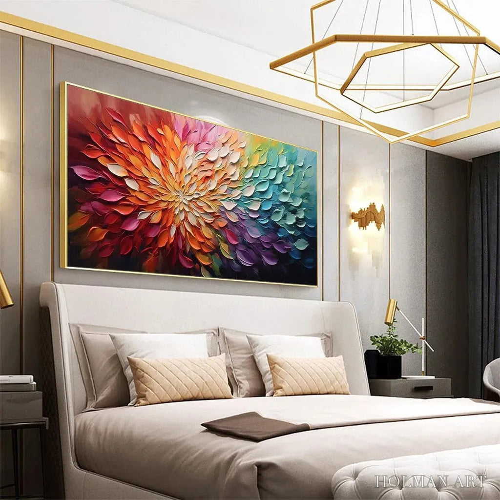 HOLMAN ART Rainbow Petals – Textured Impasto Abstract Floral Painting in Rainbow Colors - image 4