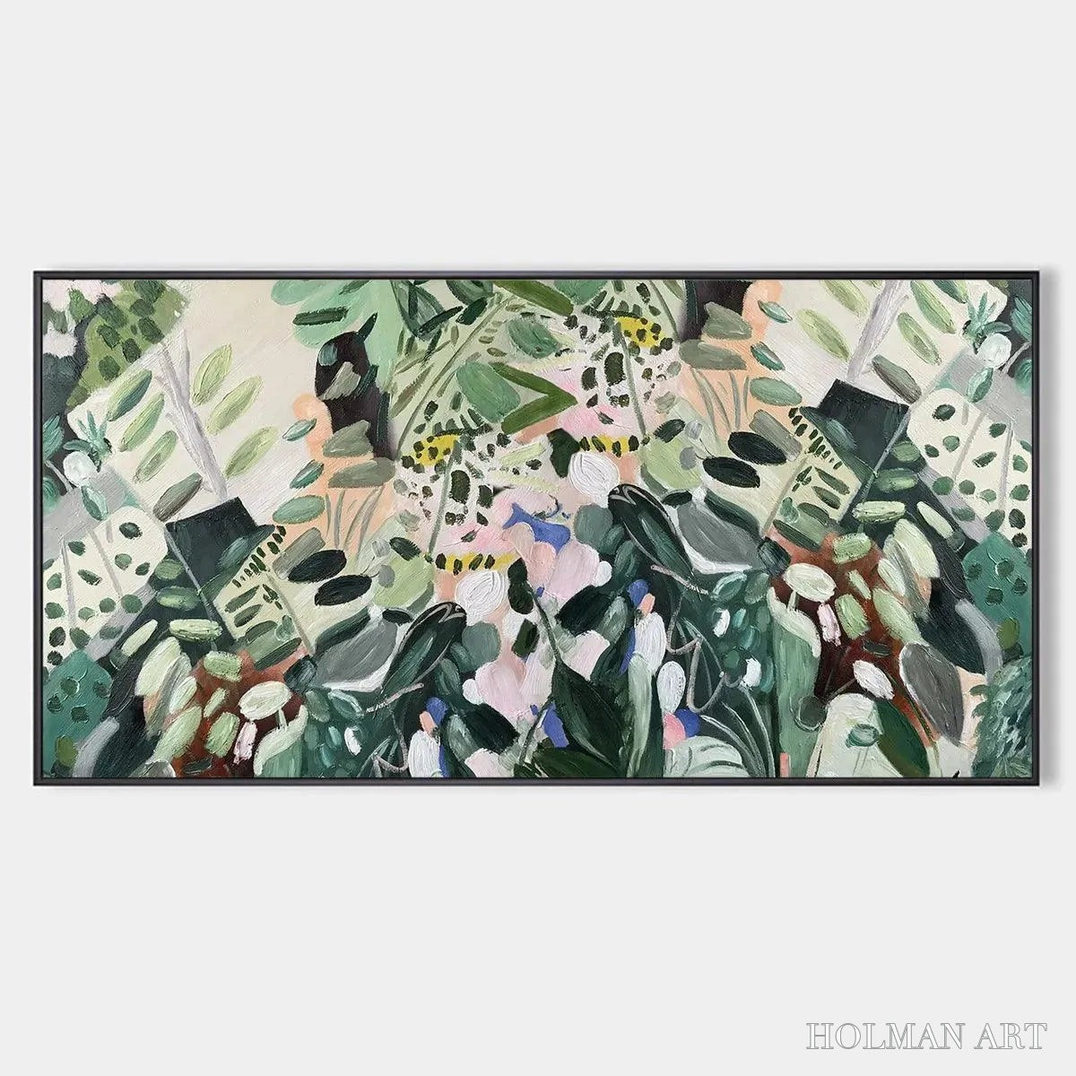 HOLMAN ART Secret Garden – Panoramic Green Botanical Landscape Painting - image 1