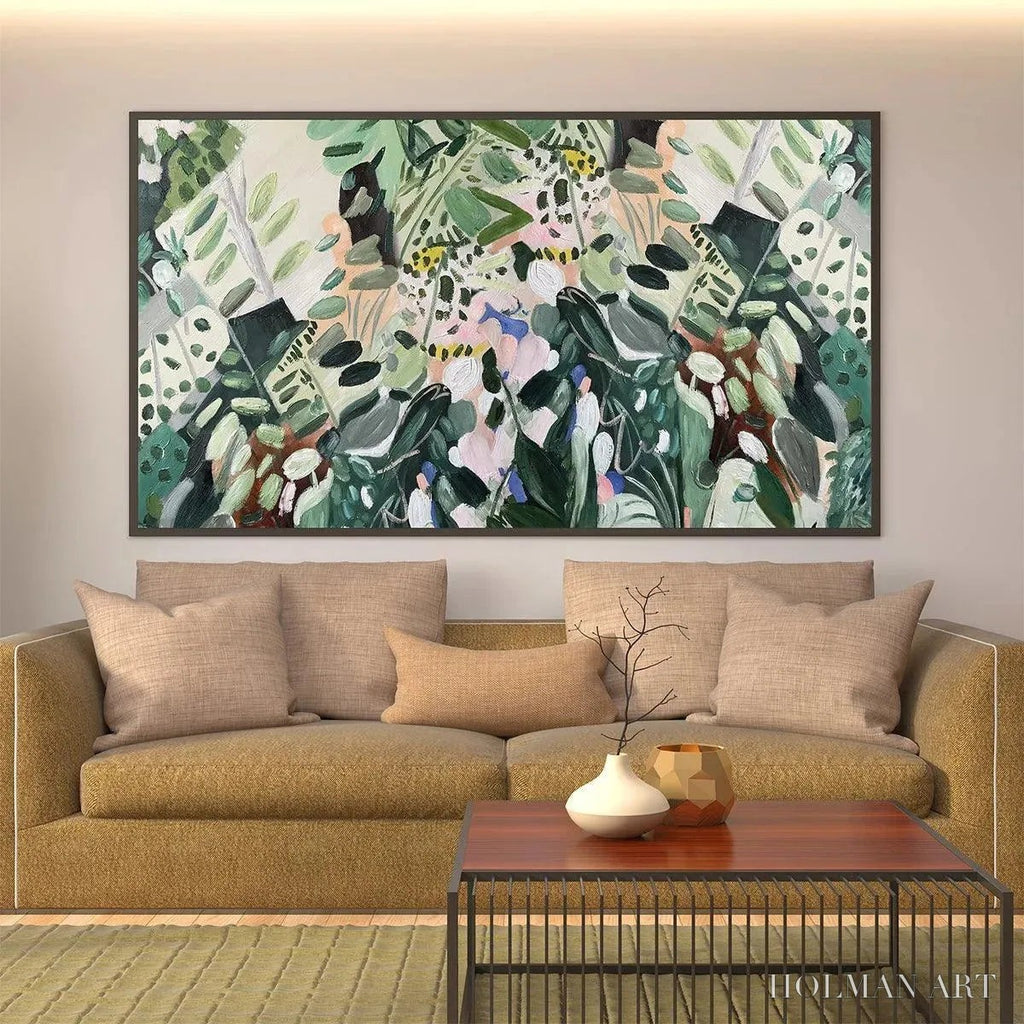 HOLMAN ART Secret Garden – Panoramic Green Botanical Landscape Painting - image 2