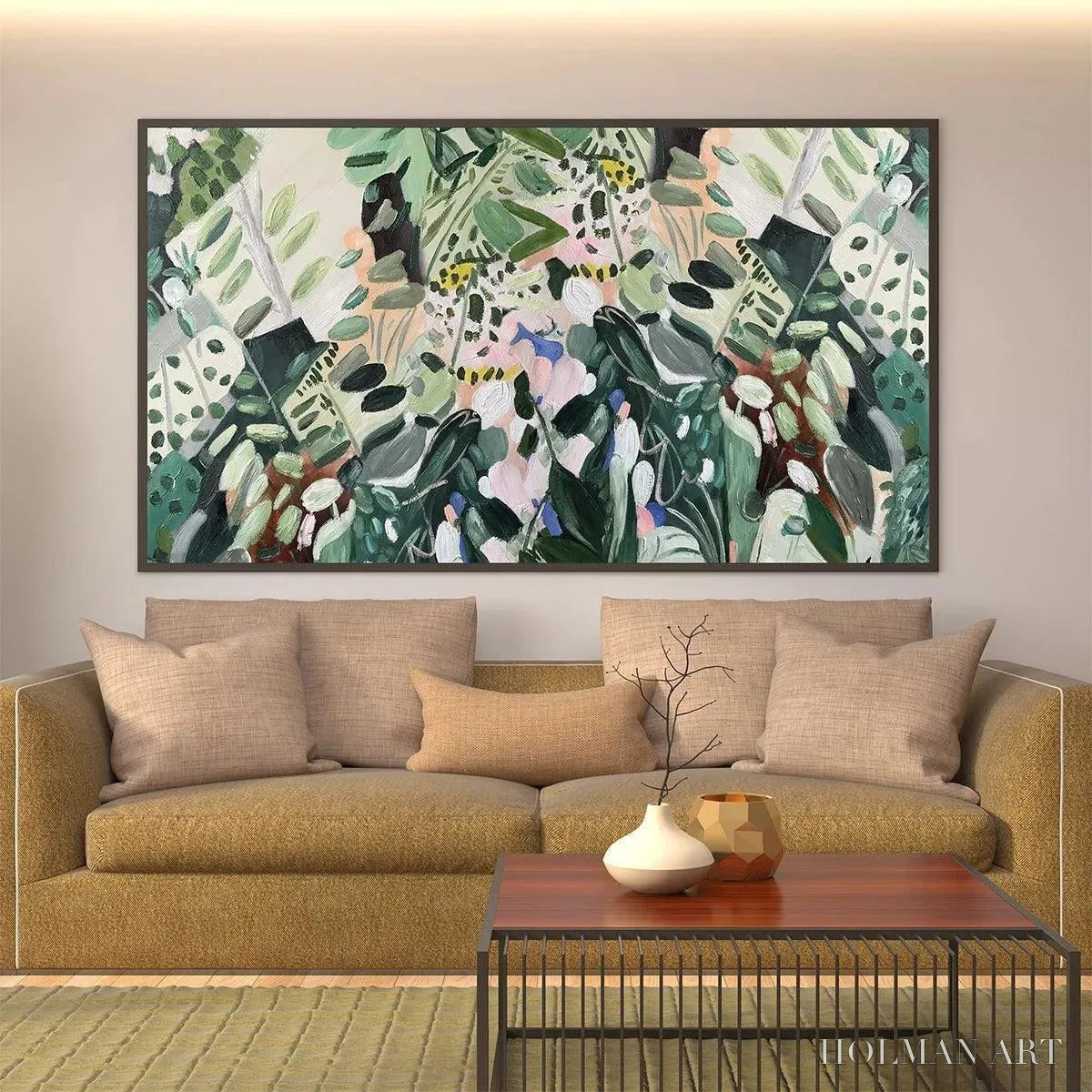 HOLMAN ART Secret Garden – Panoramic Green Botanical Landscape Painting - image 2