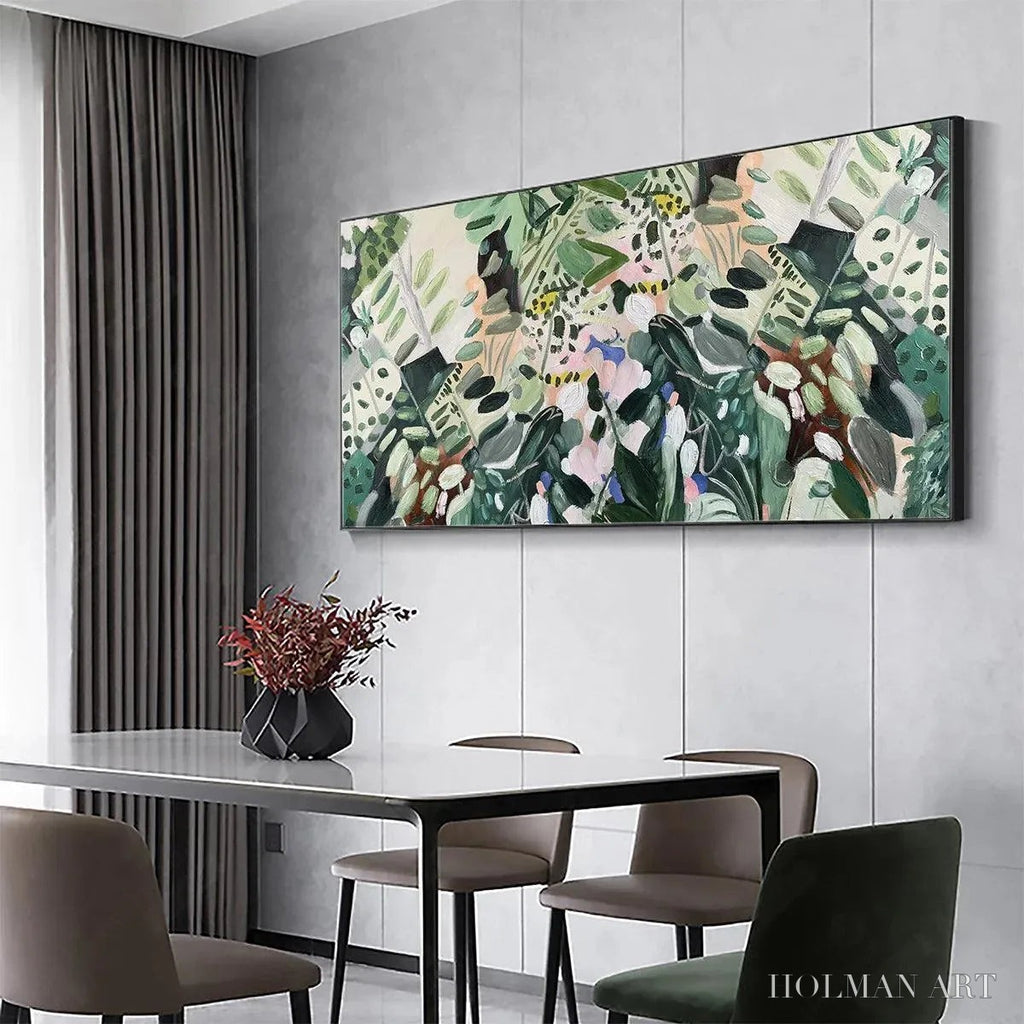HOLMAN ART Secret Garden – Panoramic Green Botanical Landscape Painting - image 4