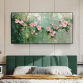 HOLMAN ART Spring Blossom – Textured Pink Floral Painting on Green Background - image 2