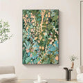 HOLMAN ART Enchanted Garden – Vertical Abstract Floral Painting in Green, Blue, and Peach - image 2