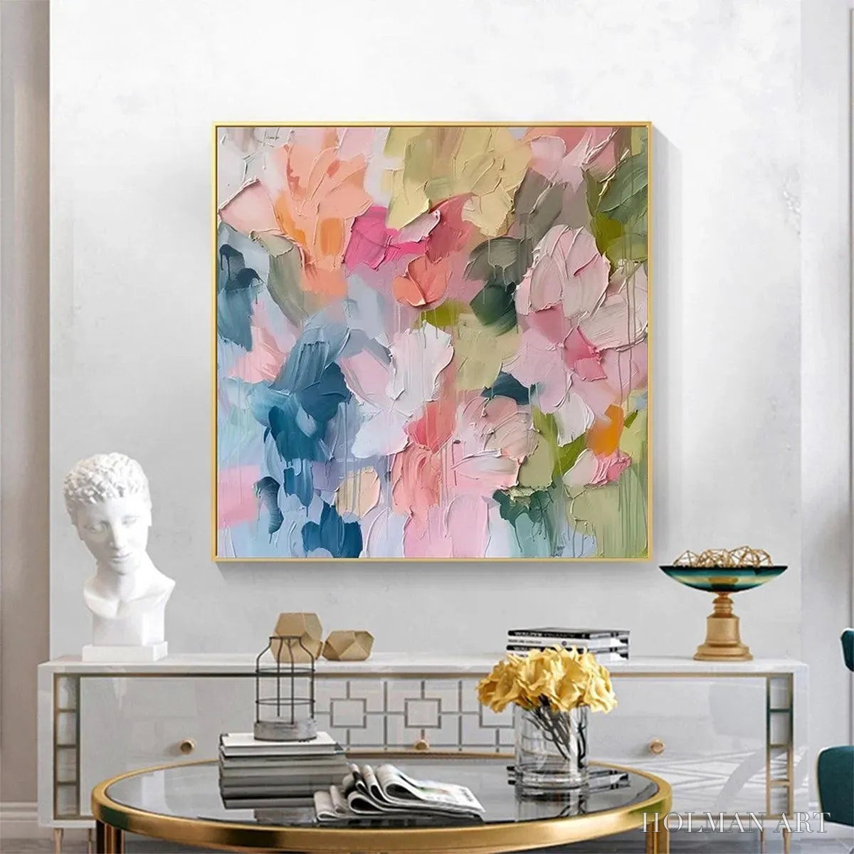HOLMAN ART Pastel Dream – Textured Abstract Floral Painting in Soft Pastel Colors - image 2