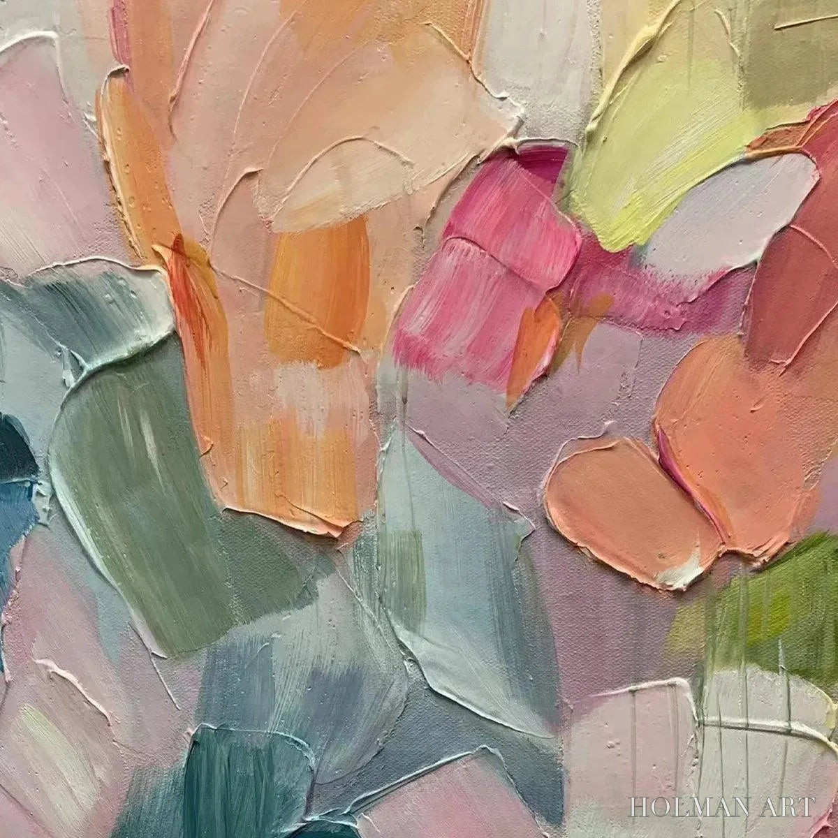 HOLMAN ART Pastel Dream – Textured Abstract Floral Painting in Soft Pastel Colors - image 3