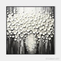 HOLMAN ART White Bouquet – Textured White Floral Painting on Grey Background - image 1