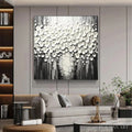 HOLMAN ART White Bouquet – Textured White Floral Painting on Grey Background - image 2
