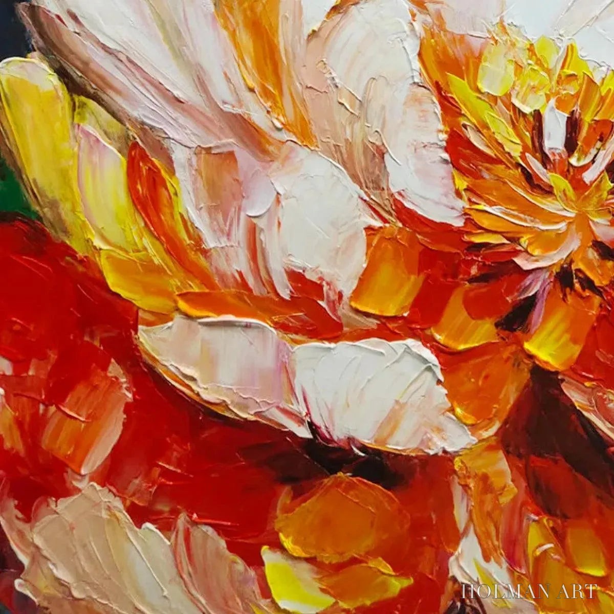 HOLMAN ART Blooming Peony – Textured Impasto Peony Painting in Pink and Orange - image 5