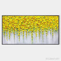 HOLMAN ART Golden Cascade – Textured Yellow Floral Painting on Grey Background - image 1