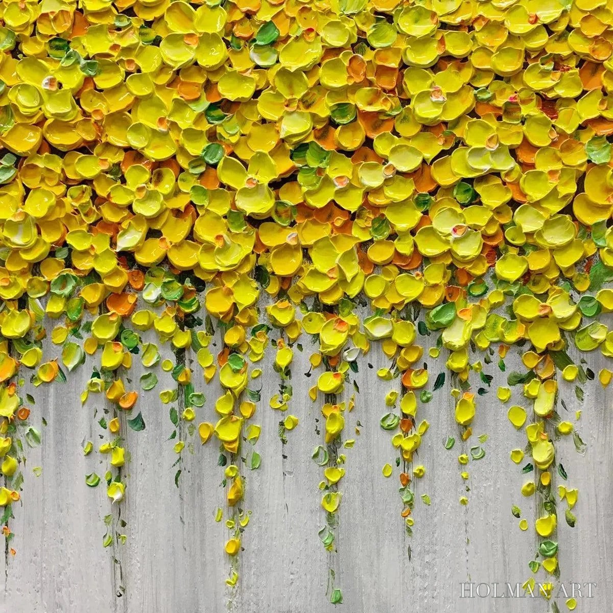 HOLMAN ART Golden Cascade – Textured Yellow Floral Painting on Grey Background - image 5
