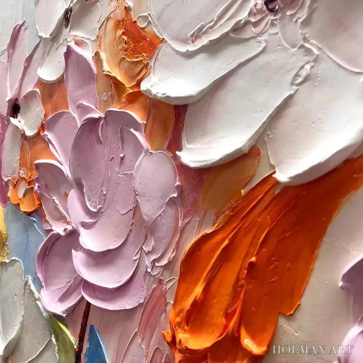 HOLMAN ART Spring Bouquet – Textured Impasto Floral Painting in Pastel Rainbow Colors - image 3