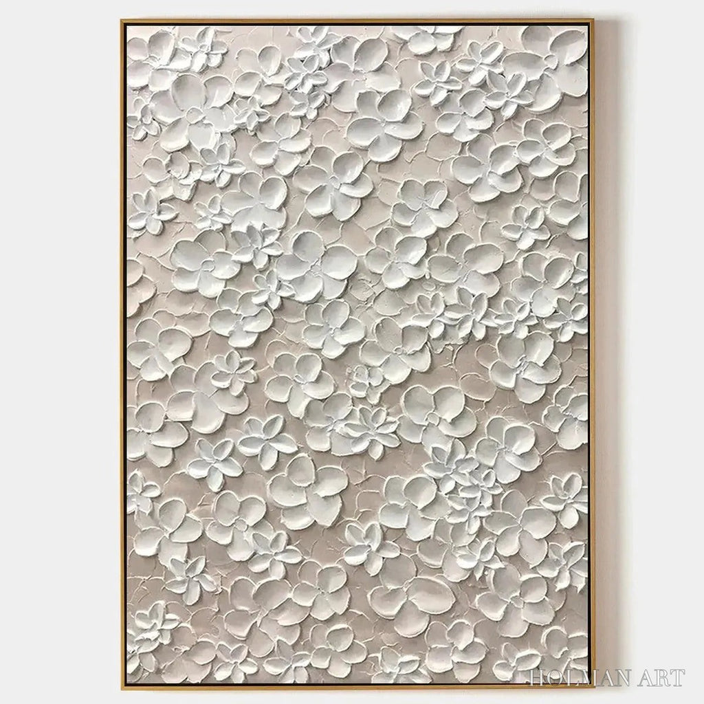 HOLMAN ART Blanc Bloom – White Floral Impasto Painting - image 1