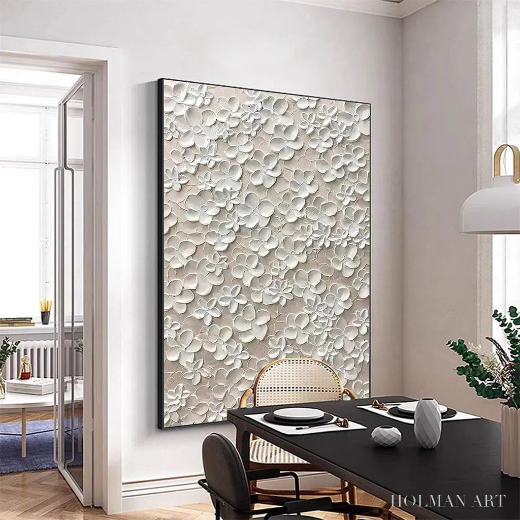 HOLMAN ART Blanc Bloom – White Floral Impasto Painting - image 5