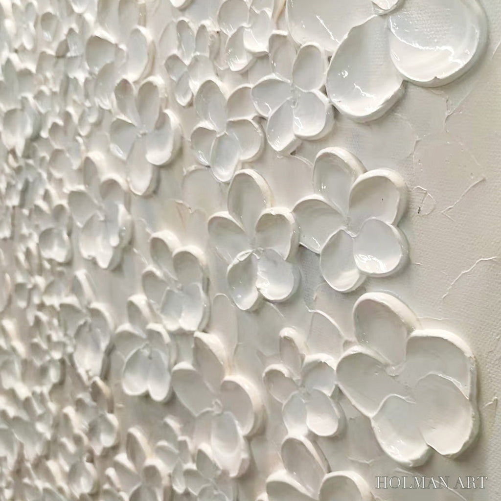 HOLMAN ART Blanc Bloom – White Floral Impasto Painting - image 6