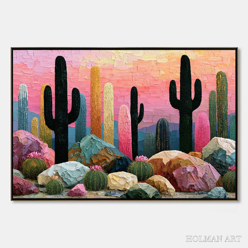 HOLMAN ART Desert Dreamscape | Textured Impasto Cactus Landscape Painting - image 1