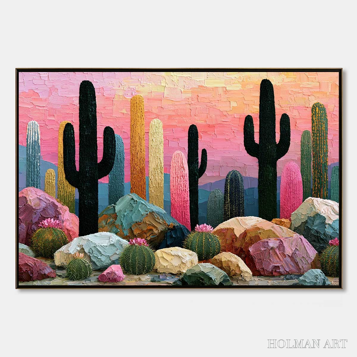 HOLMAN ART Desert Dreamscape | Textured Impasto Cactus Landscape Painting - image 1
