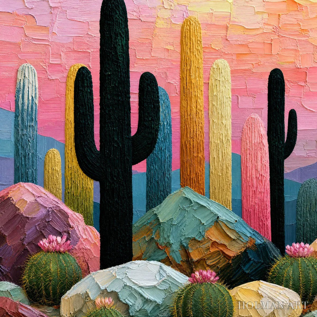 HOLMAN ART Desert Dreamscape | Textured Impasto Cactus Landscape Painting - image 3