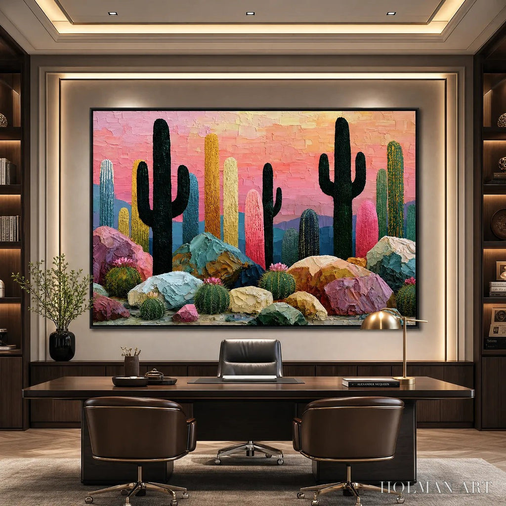 HOLMAN ART Desert Dreamscape | Textured Impasto Cactus Landscape Painting - image 6