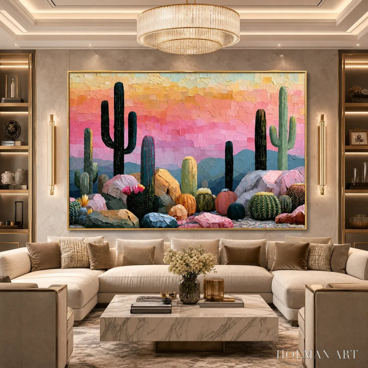 HOLMAN ART Sonoran Dream Textured Cactus Landscape Oil Painting for Walls - image 2