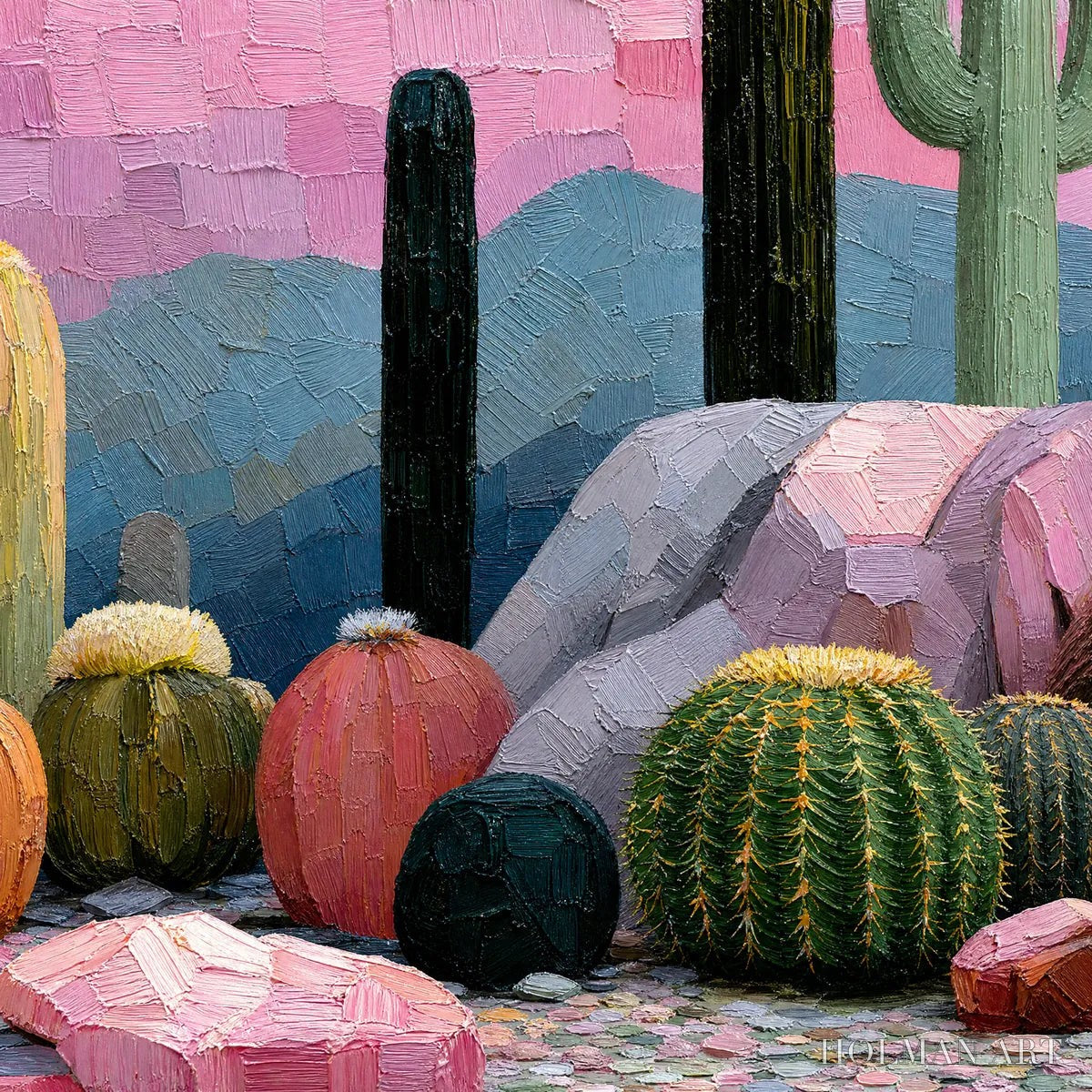 HOLMAN ART Sonoran Dream Textured Cactus Landscape Oil Painting for Walls - image 3