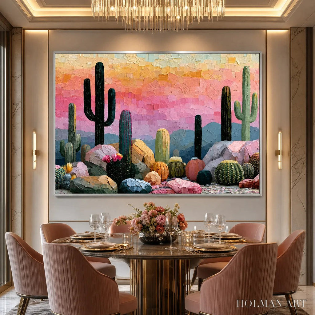 HOLMAN ART Sonoran Dream Textured Cactus Landscape Oil Painting for Walls - image 5