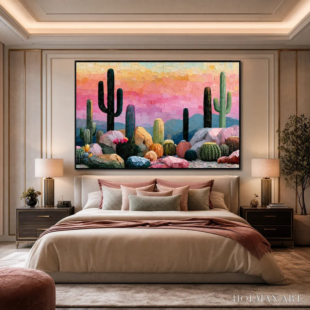 HOLMAN ART Sonoran Dream Textured Cactus Landscape Oil Painting for Walls - image 6