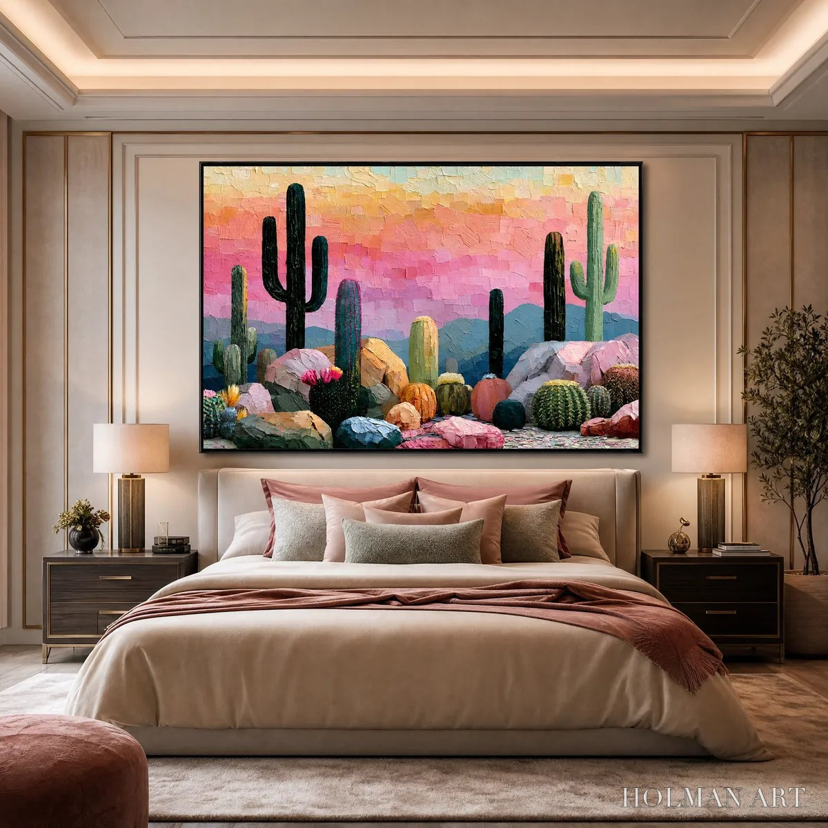 HOLMAN ART Sonoran Dream Textured Cactus Landscape Oil Painting for Walls - image 6