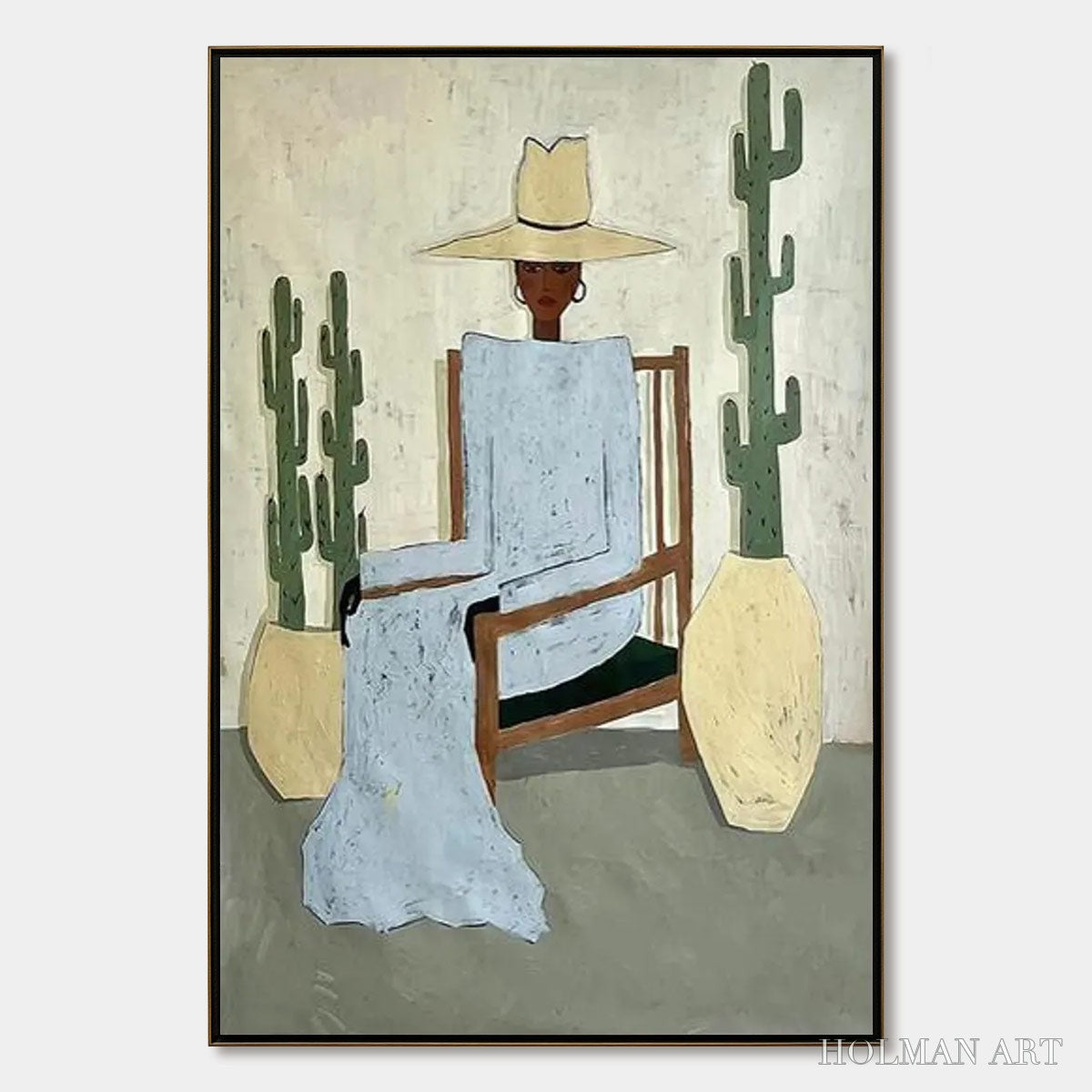 HOLMAN ART Desert Poise – Minimalist Figurative Portrait Oil Painting - image 1