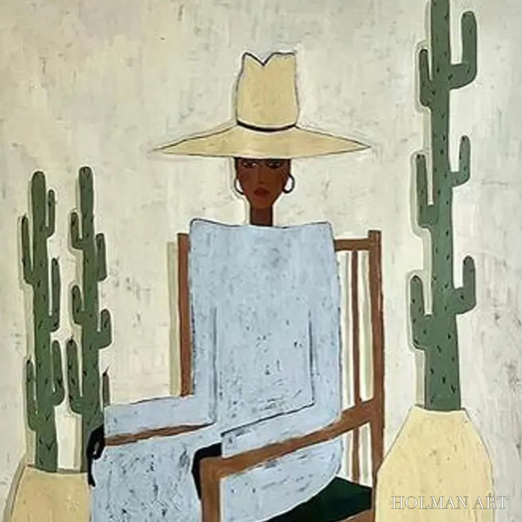 HOLMAN ART Desert Poise – Minimalist Figurative Portrait Oil Painting - image 3