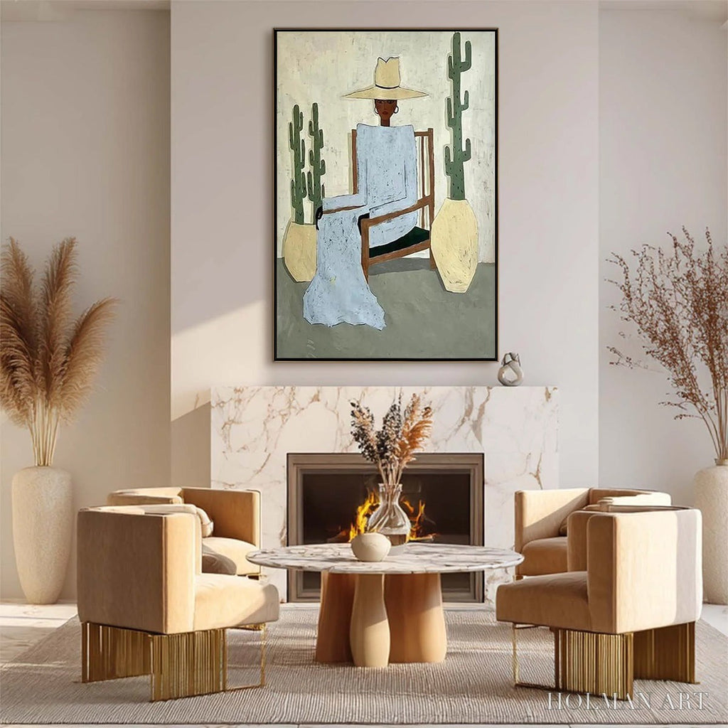 HOLMAN ART Desert Poise – Minimalist Figurative Portrait Oil Painting - image 4