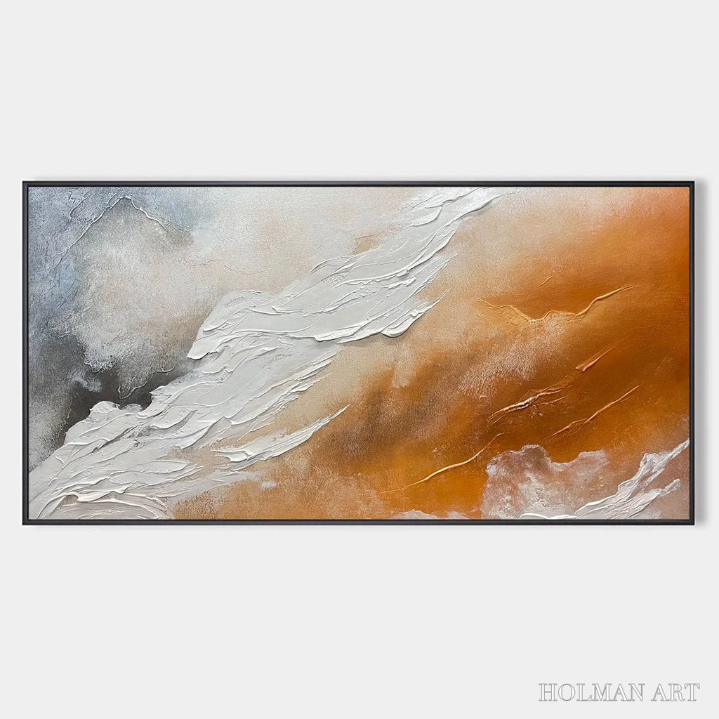 HOLMAN ART Desert Flow – Abstract Landscape Painting in Orange, White, and Grey, Textured Canvas, Modern - image 1