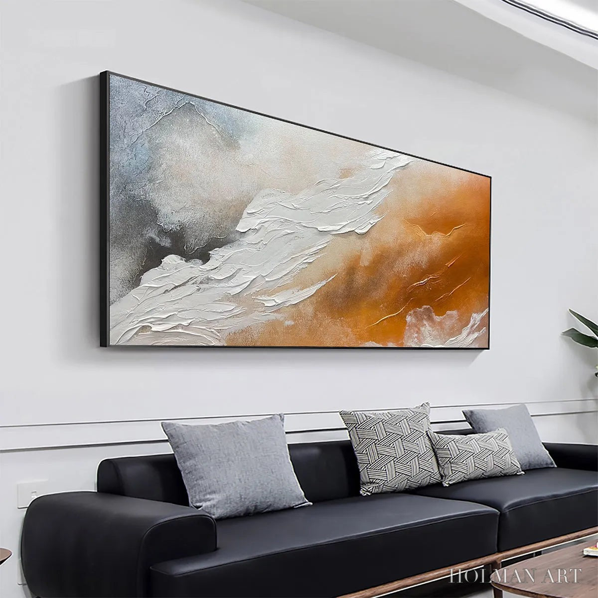 HOLMAN ART Desert Flow – Abstract Landscape Painting in Orange, White, and Grey, Textured Canvas, Modern - image 4
